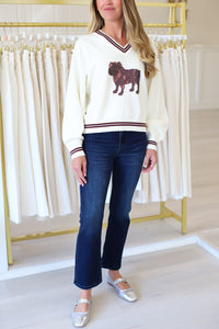 Mississippi State V-Neck Bulldog Sweater