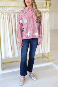 Mississippi State Mini Icon Striped Button Down