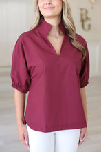 Maroon Poplin Collar Top