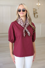 Maroon Poplin Collar Top