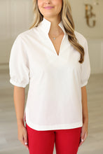 White Poplin Collar Top