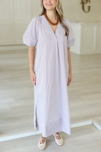 Stripe Poplin V-Neck Signature Maxi Dress