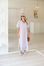 Stripe Poplin V-Neck Signature Maxi Dress