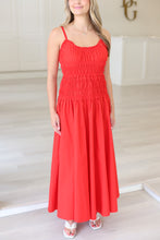 Solid Smock Cami Maxi Dress, Red