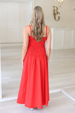 Solid Smock Cami Maxi Dress, Red