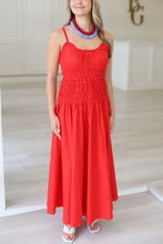 Solid Smock Cami Maxi Dress, Red