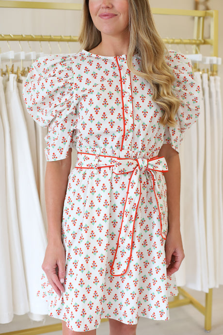 Digital Floral Shirt Dress with Tie