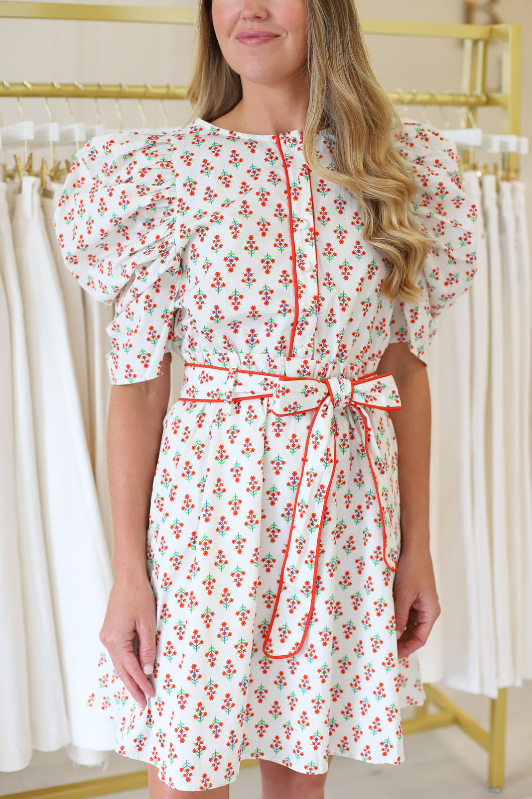 Digital Floral Shirt Dress with Tie