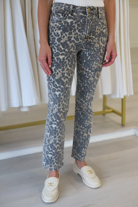 Kelsey High Rise Ankle Flare Jean, Leopard