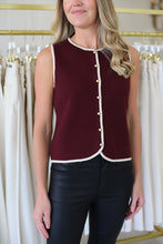 Maroon & Cream Piped Knit Vest