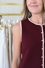 Maroon & Cream Piped Knit Vest