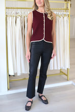 Maroon & Cream Piped Knit Vest