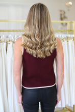 Maroon & Cream Piped Knit Vest