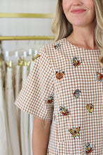 Brown Plaid Butterfly Short Sleeve Dress