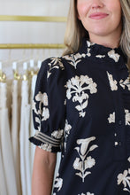 Black Floral Puff Sleeve Maxi Dress