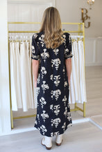 Black Floral Puff Sleeve Maxi Dress