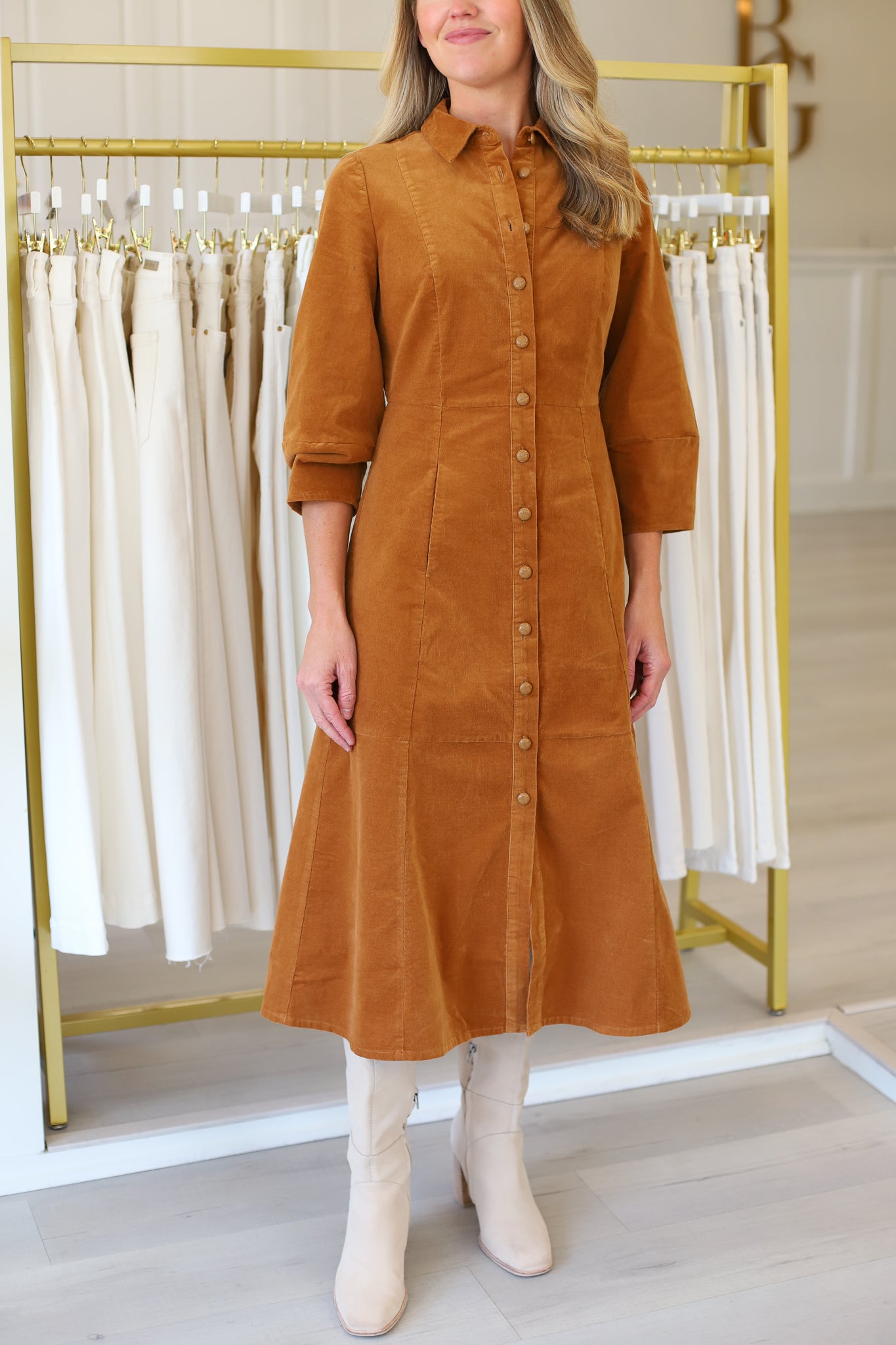 Tyler Boe Beth Pinwale Corduroy Midi Dress