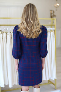 Sherri Knit Navy Plaid Dress