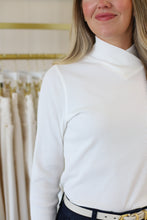 Ribbed Knit Crisscross Mock Neck Top, Creme