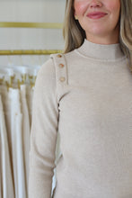 Mock Neck Stud Top, Beige
