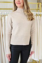 Ribbed Mock Neck Sweater, Heather Oyster