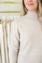 Ribbed Mock Neck Sweater, Heather Oyster