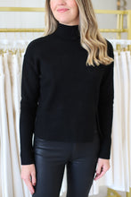 Ribbed Mock Neck Sweater, Black