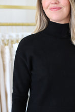 Ribbed Mock Neck Sweater, Black