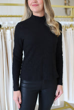 Ribbed Knit Crisscross Mock Neck Top, Black