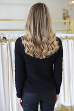 Ribbed Knit Crisscross Mock Neck Top, Black