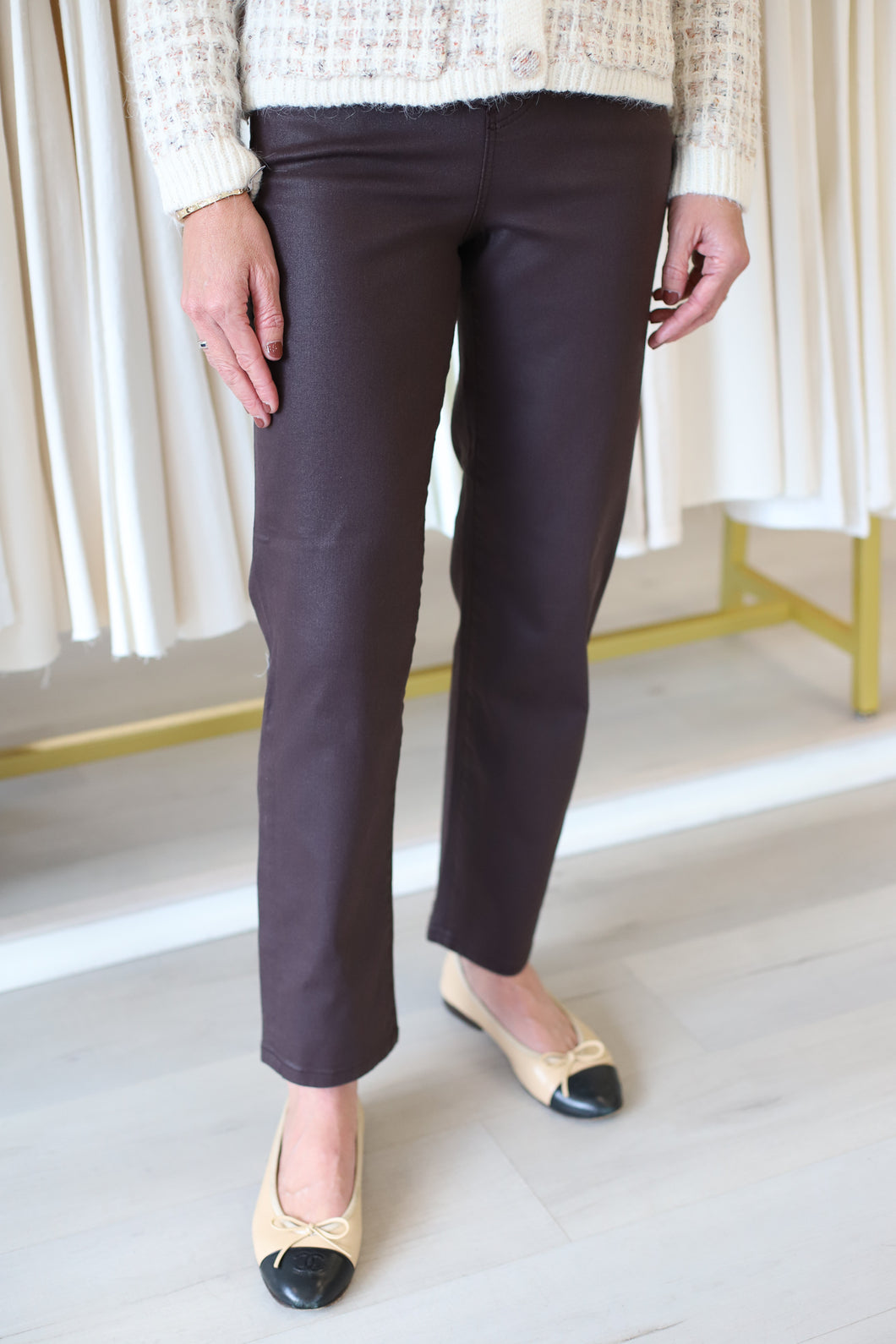 Kennedy High Rise Crop Straight Coated Jean, 28