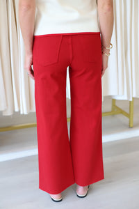 Meg High Rise Wide Leg Jean, Ruby Red
