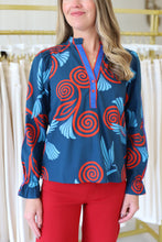 Ashley Top, Indigo Feathers