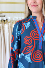 Ashley Top, Indigo Feathers