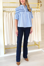 Blue Stripe Button Down Top