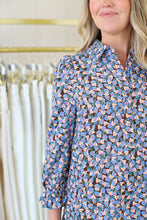 Blue Empire Placket Collar Dress