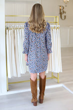 Blue Empire Placket Collar Dress