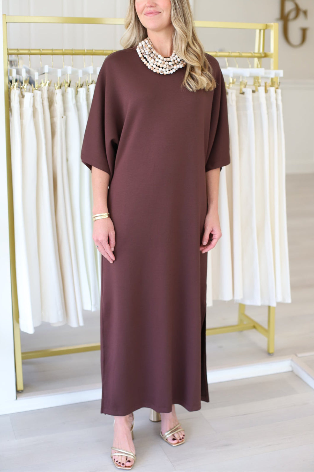 Amanda Throw On Maxi Dress, Brown