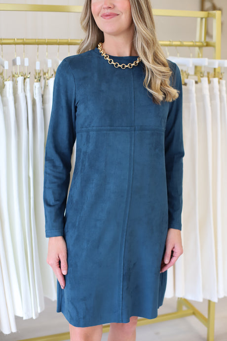 Aurora Round Neck Faux Suede Dress