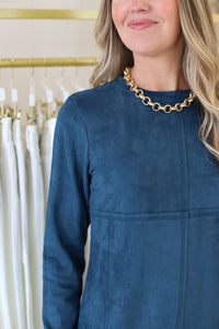 Aurora Round Neck Faux Suede Dress