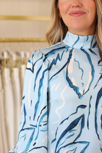 Sarah Charmeuse Mock Neck Blouse