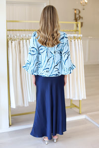 Edie Charmeuse Skirt, Midnight Navy