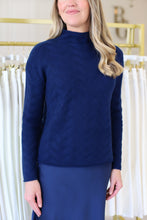 Gracie Cashmere Basketweave Sweater, Midnight Navy