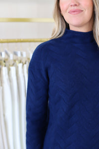 Gracie Cashmere Basketweave Sweater, Midnight Navy