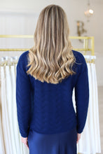 Gracie Cashmere Basketweave Sweater, Midnight Navy
