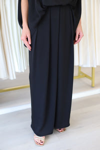 Washed Satin Asymmetrical Pleated Pants