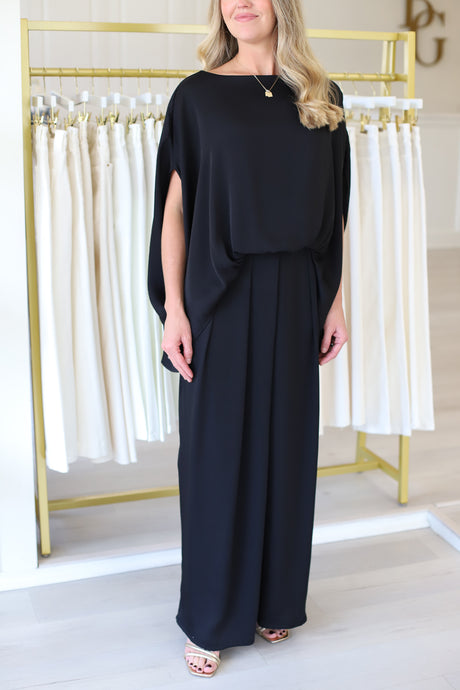 Washed Satin Asymmetrical Pleated Pants