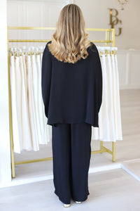 Washed Satin Boat Neck Caftan Blouse