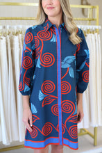 Ava Dress, Indigo Feathers