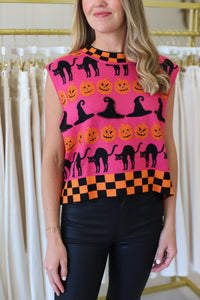 Checkered Trim Halloween Icon Tank